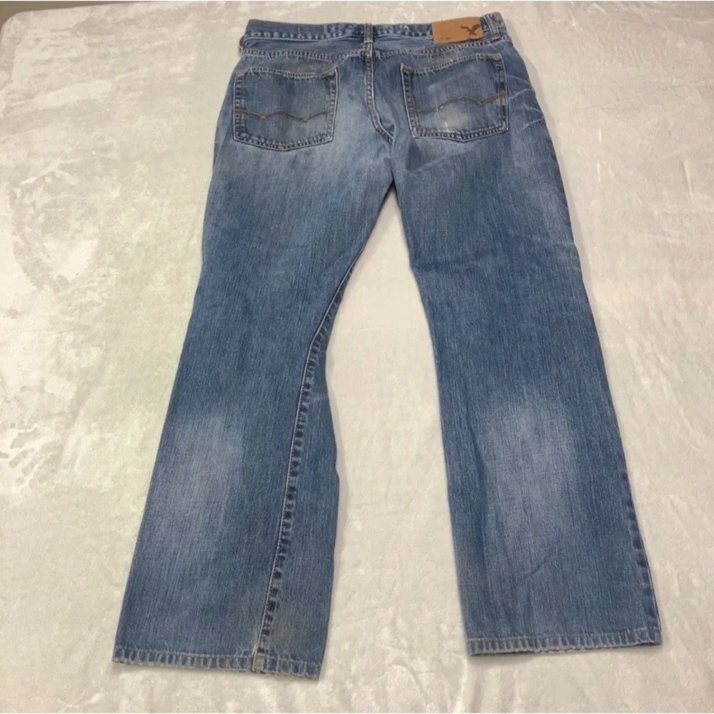 American Eagle Original Bootcut Jeans Men's 32x30 Blue Distressed Denim Y2K